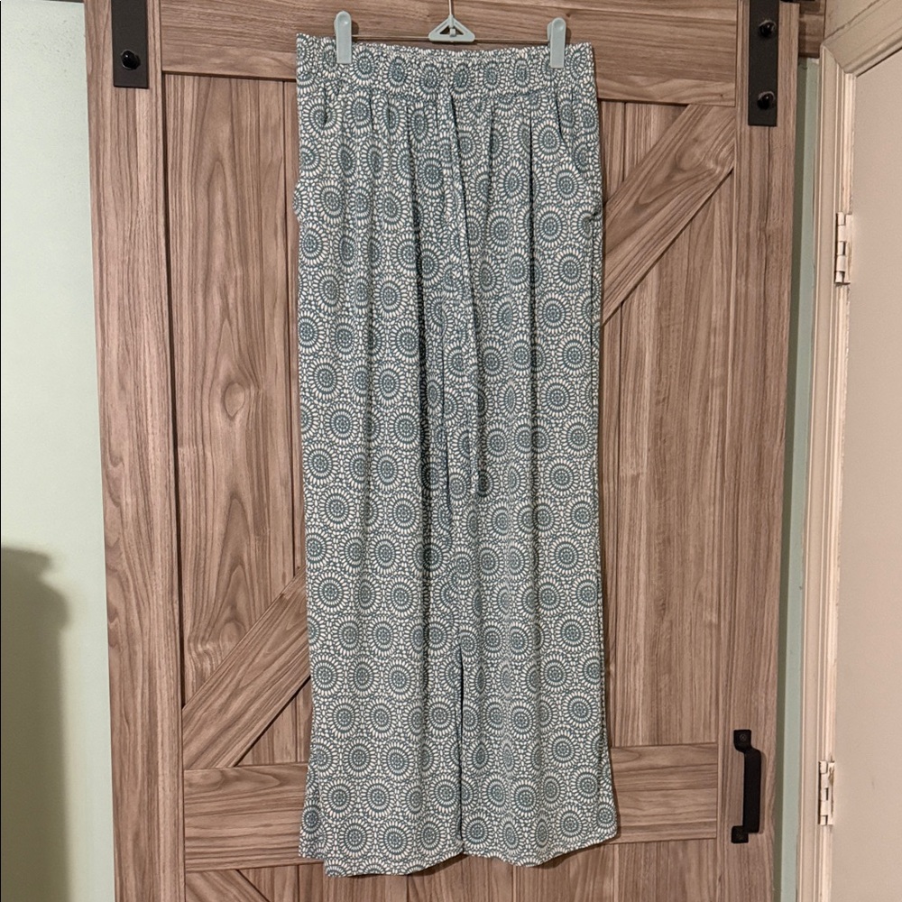 SJS Blue Geometric Wide-Leg Pants